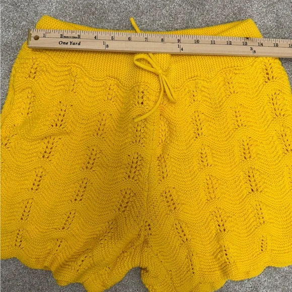 Casablanca Men’s Crochet Shorts in Sunny Yellow size Medium 100% Cotton NWOT